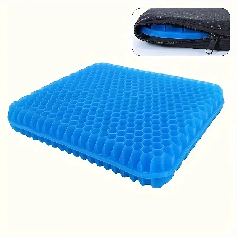 Breathable Gel Seat Cushion With Protective Cover - 100% Honeycomb Tpr Design, Non-Slip & Plush For Office Chair, Car Wheelchair