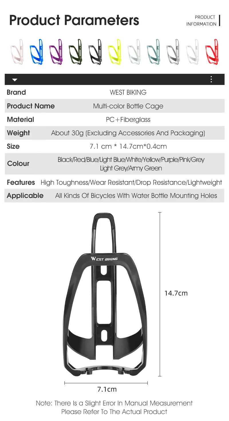 WEST BIKING Fahrrad-Flaschenhalter Mehrfarbig MTB Rennrad Flaschenhalterung Ultraleichter Flaschenhalter Fahrrad-Zubehör – Detail 2