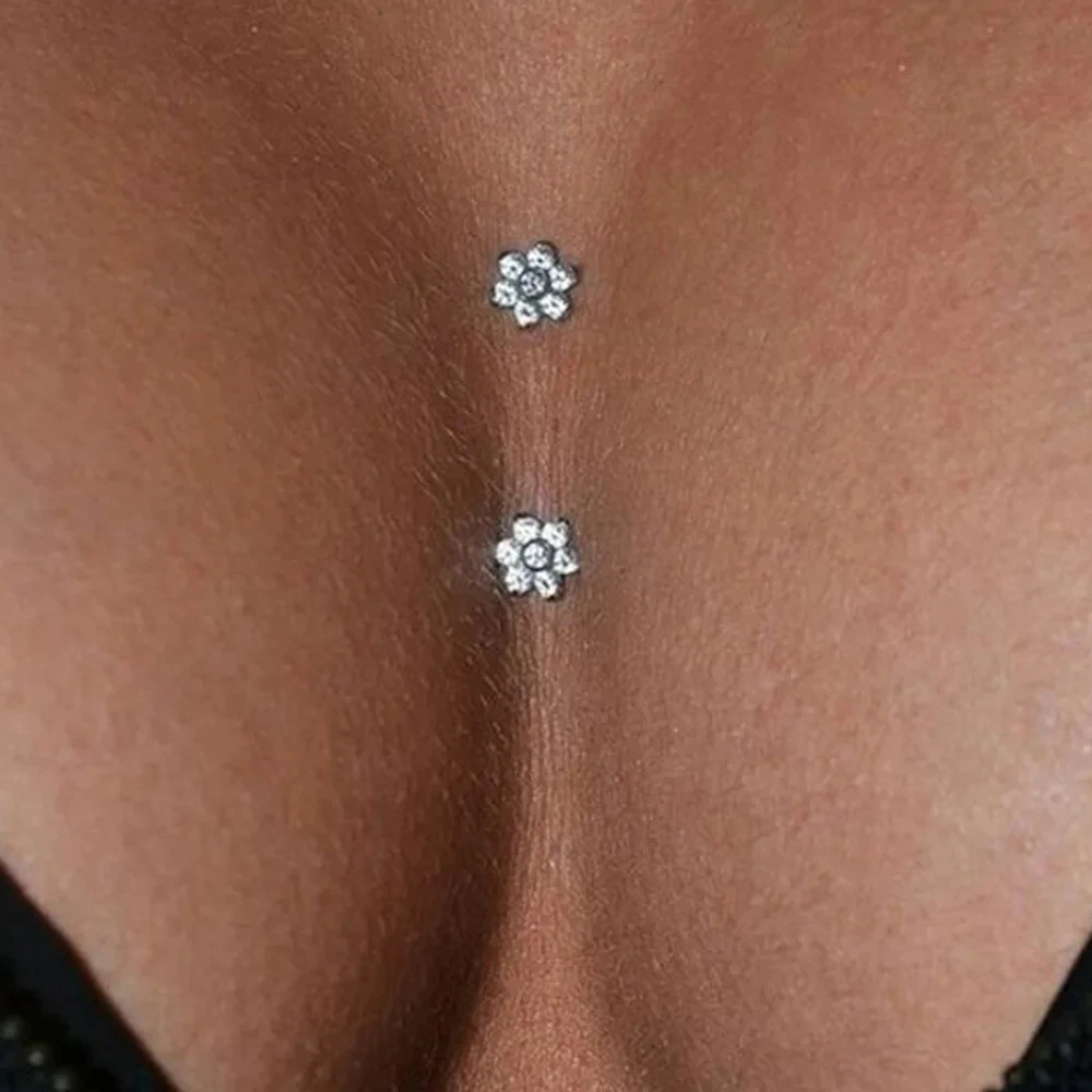 Stonefans Sexy Flower Crystal Cleavage Bra Stickers No Piercing Rhinestone Chest Jewelry For Women Fake Body Piercing Jewelry