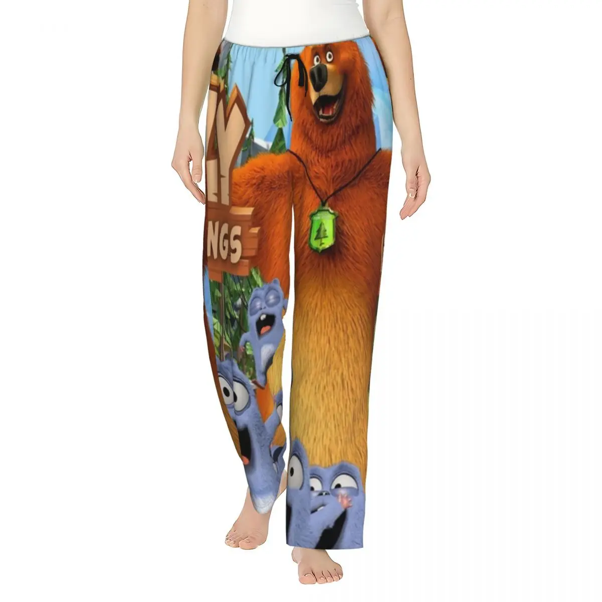 

Женские пижамные штаны Grizzy And The Lemmings на заказ, одежда для сна с карманами для сна и отдыха