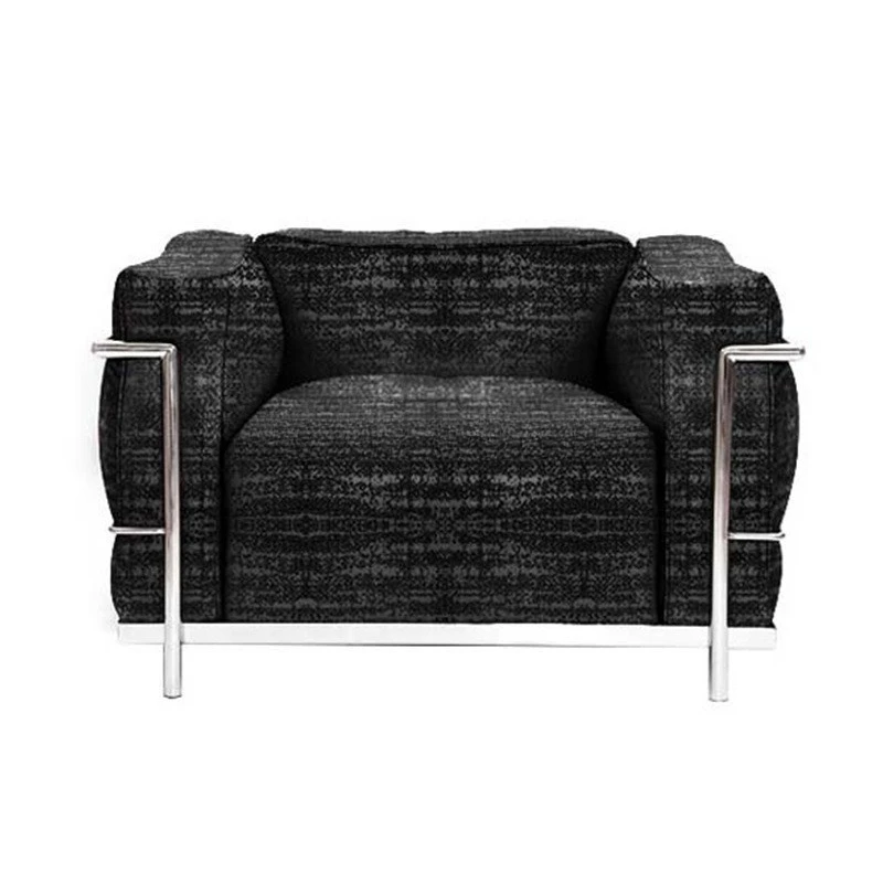 

Single chair Home living room fabric casual sofa chair, retro stainless steel chair
