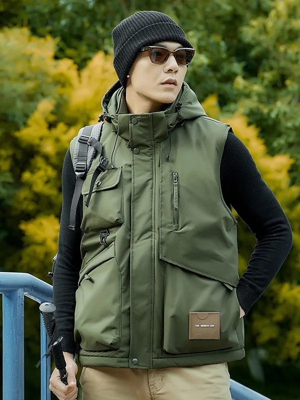 

Теплый повседневный жилет с капюшоном для мужчин, многофункциональная уличная рабочая одежда, модель Sle Svel Photoaphy, молодежный тренд, осень-зима