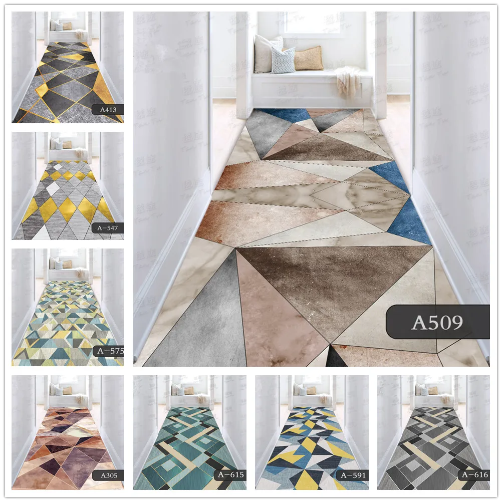 

Abstract Geometry Living Room Carpets Long Hallway Corridor Rug Home Decor Kitchen Bedroom Area Rug Anti-skid Floor Mat Doormat