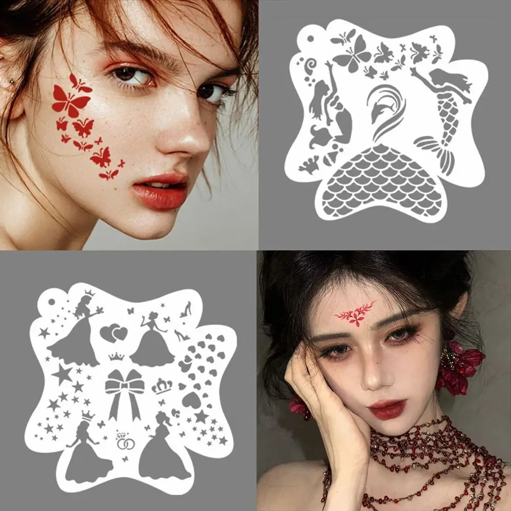 Reusable Face Paint Templates Hand Painting Hollowed Body Art Paint Stencils Easily Use Decorative DIY Makeup Tools Painting