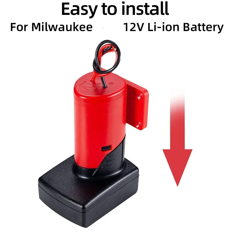 For Milwaukee 10.8-12V Battery Adapter Power Connector Adapter Dock Holder with 12 Awg Wires Connectors Power Red In Stock