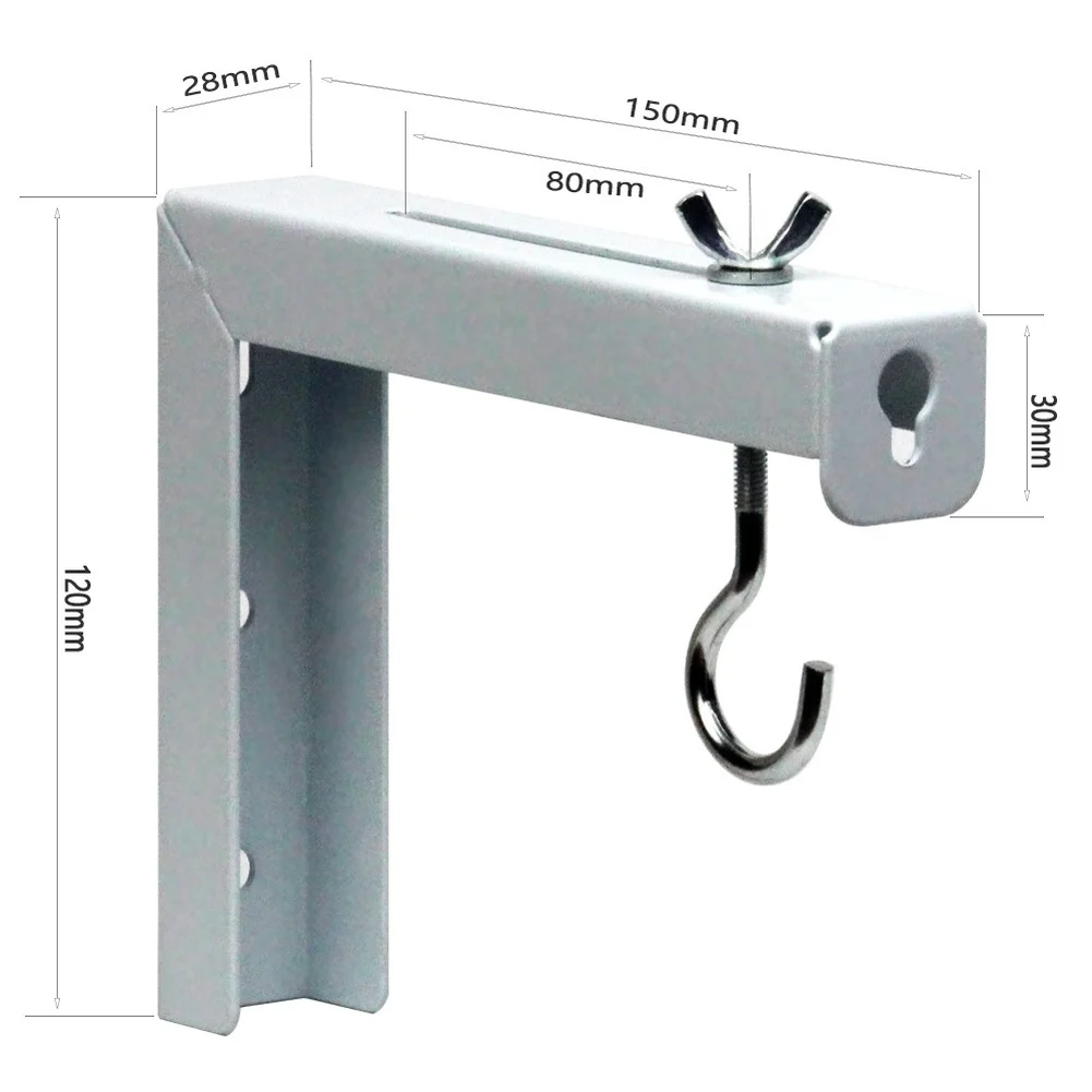 White 40120 Hook Wall Mount Bracket for Projector Screens For Home Office and Studio Use Metal Construction Easy Setup