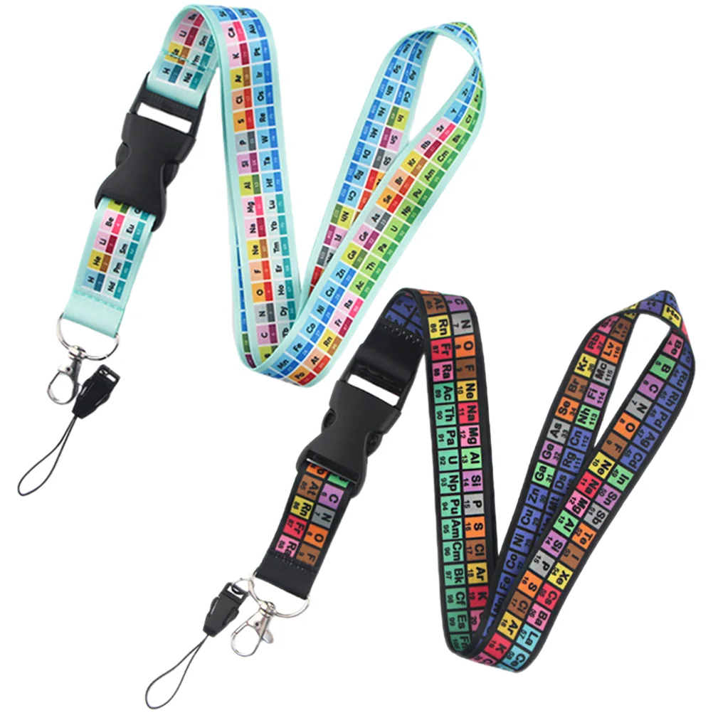 2 Pcs Phone Lanyards for Id Badges Holder Messenger Chemistry Gifts Man Prriodic Table