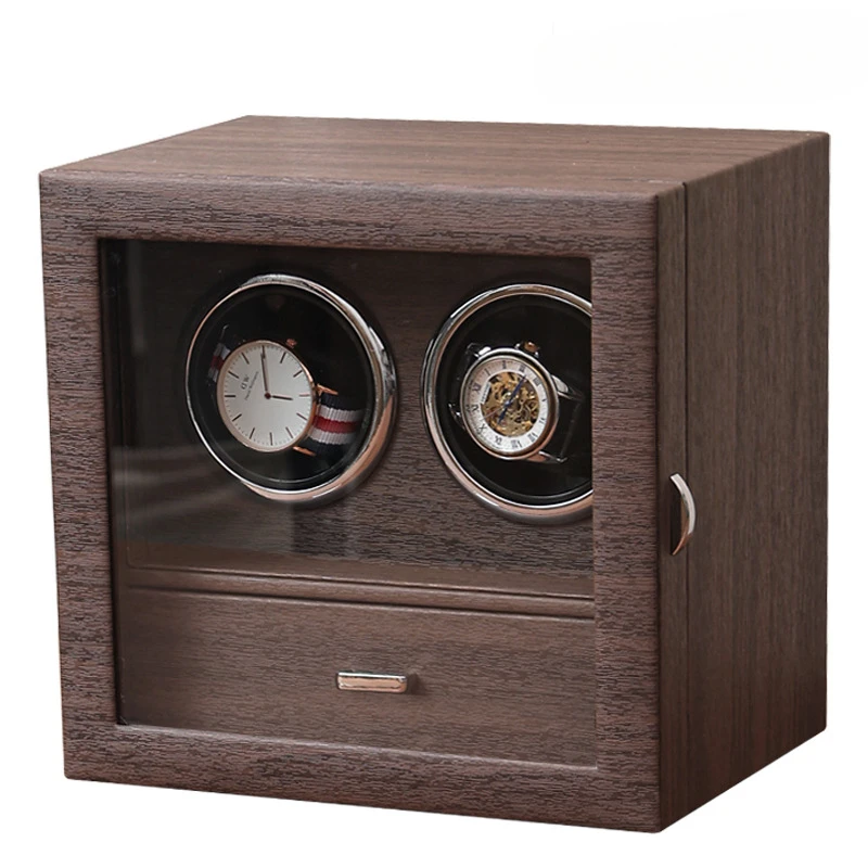 Automatic Watch Winder 2 Watches Multifunctional Storage Organizer Mechanical Watch Rotating Box Drive PU Leather Display Case