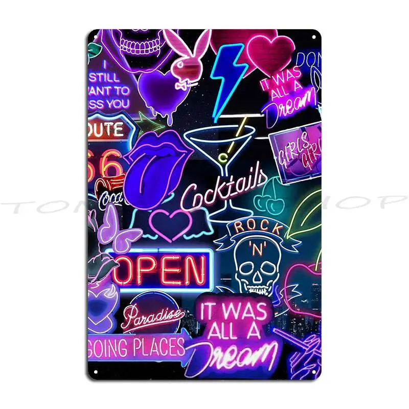 90s Neon Sign Shoe Shine Shop collage Metal Sign Poster Classic Custom Wall Cave Design Customize  Tin Sign Poster