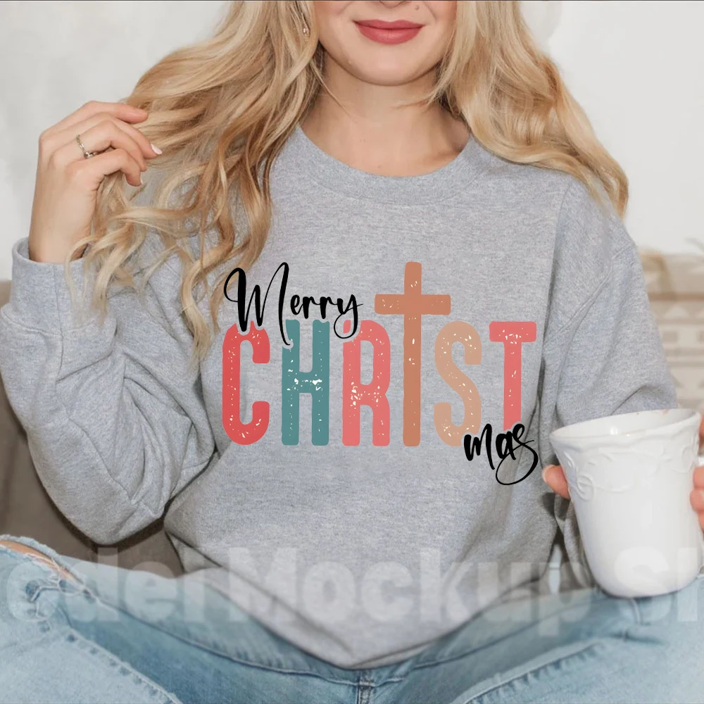 

Faith Christmas Happy Women Clothing Jesus Christmas Gifts Women's Clothing Holy Night Sweatshirt for Women Merry Womens Clothes