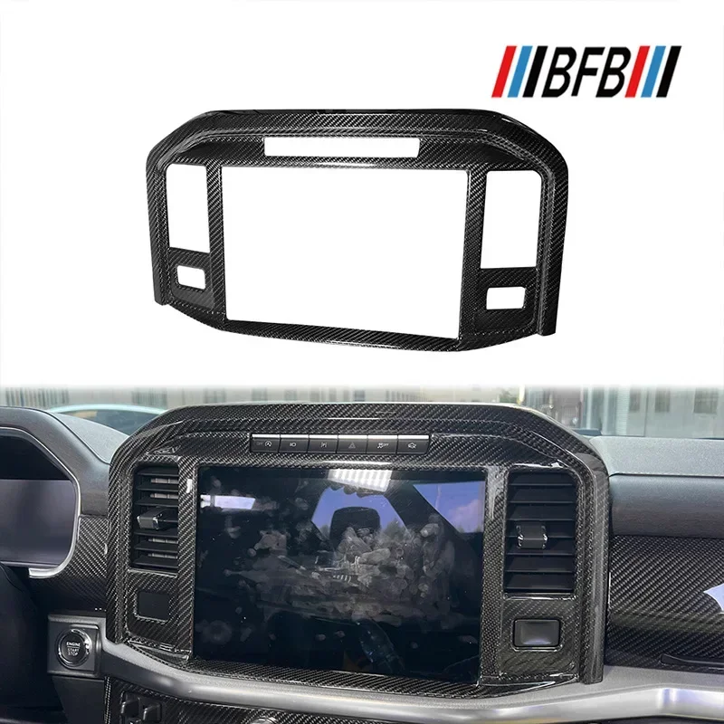 For Ford Raptor F150 Real Dry Carbon Fiber LCD Screen Frame central control Interior Decoration Modification Accessories 22-26