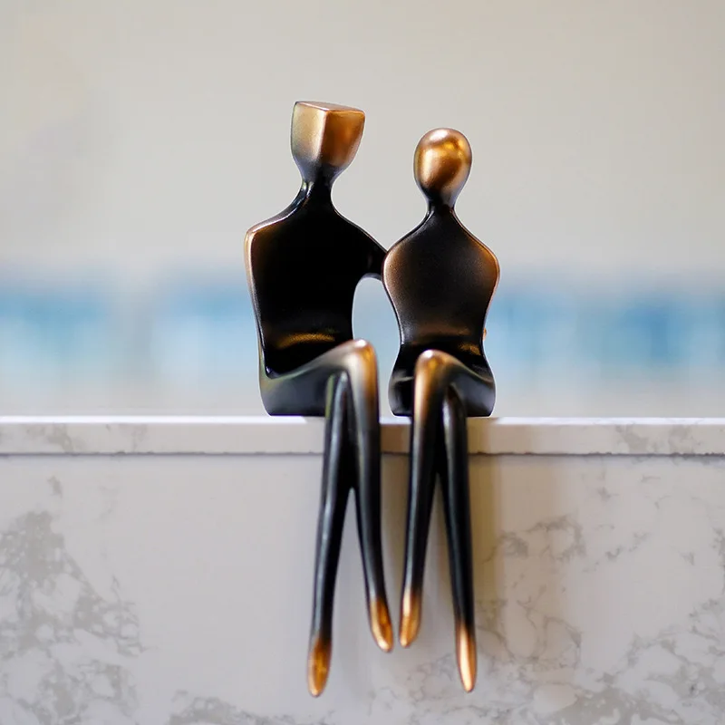 

Creative Abstract Loving Couple Sculptures Resin Modern Art Ornaments Lover Figure Valentine's Day Gifts Home Desktop Decoration