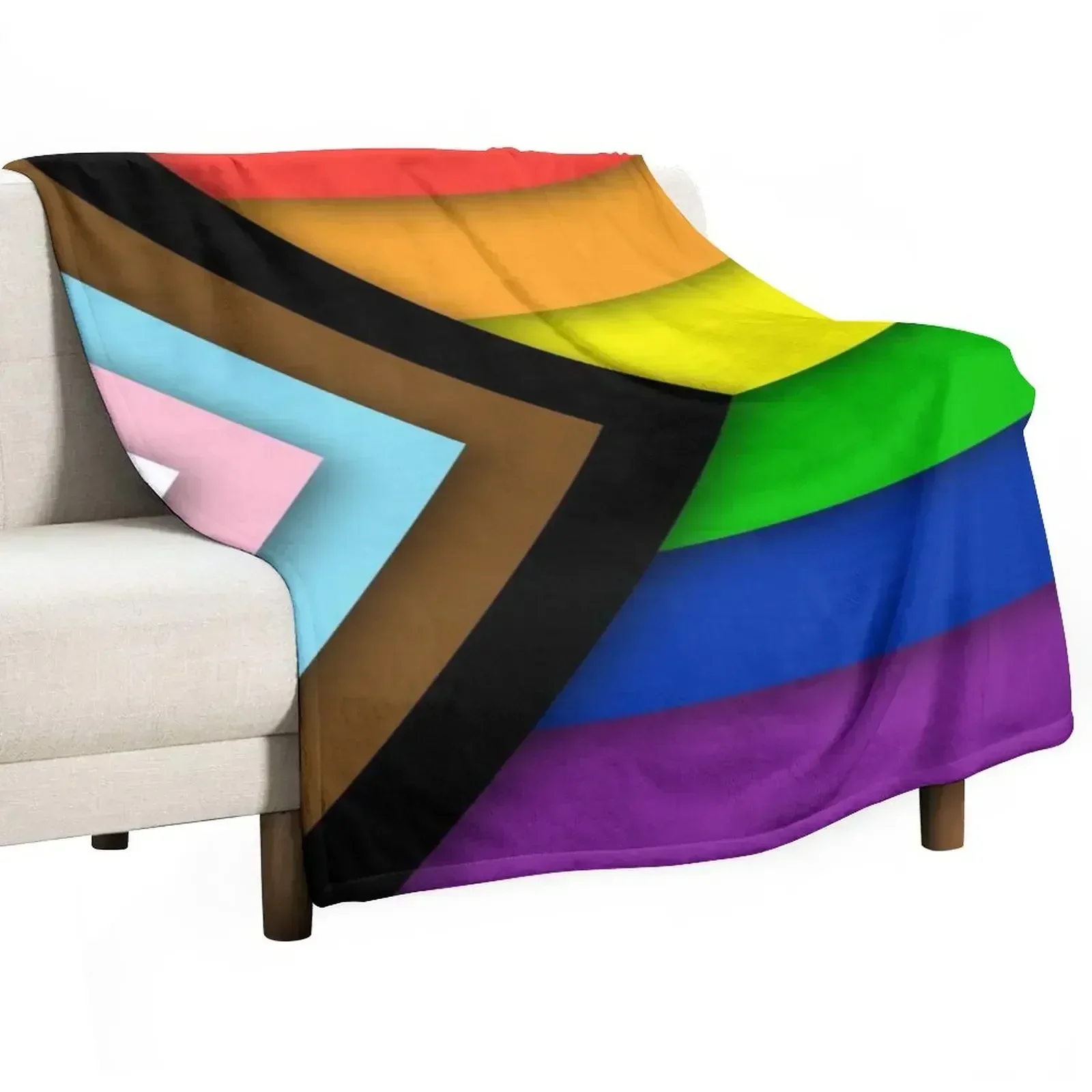 Progress Pride Flag Throw Blanket Hair For Decorative Sofa Hairys cosplay anime Designers Sofas Blankets