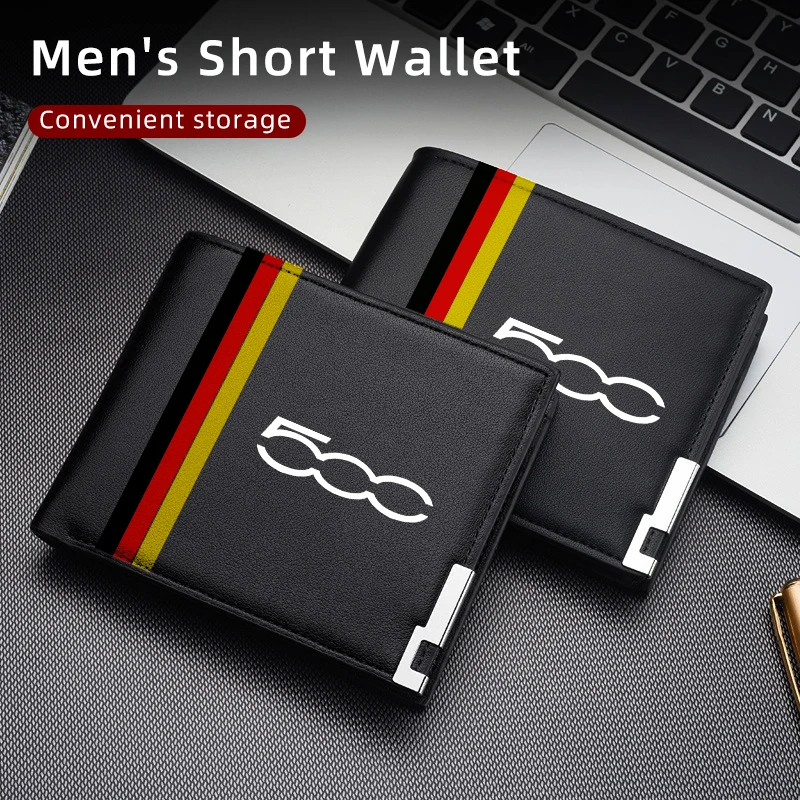 

Leather Car Men's Short Wallet Multi Card Holder Purse For FIAT 500 Grande Punto Tipo Stilo UNO Astra Bravo Panda Linea Freemont
