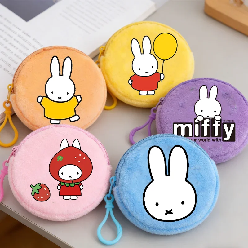 

Miffy Women Coin Purse Portable Mini Pocket Purses Kids Storage Pouch with Keychain Wallets Cute Cartoon Girl Zipper Wallet Gift