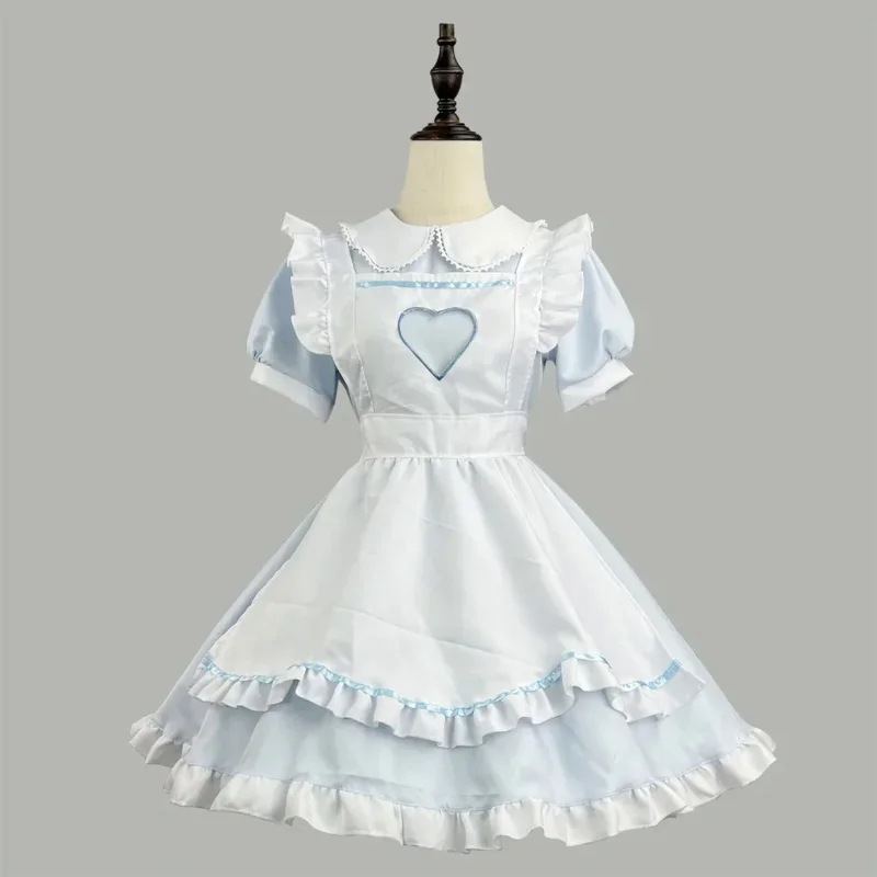 Sn88 new blue cute heart Lolita maid dress cosplay love girl maid dress suit for maid maid party stage costumes S -5XL % # 2 @