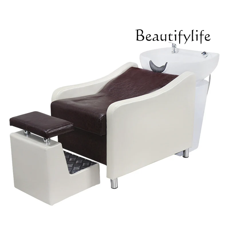 

Hair salon Shampoo bed Half lying barber shop High-end simple hair salon Thai ceramic basin flush bed