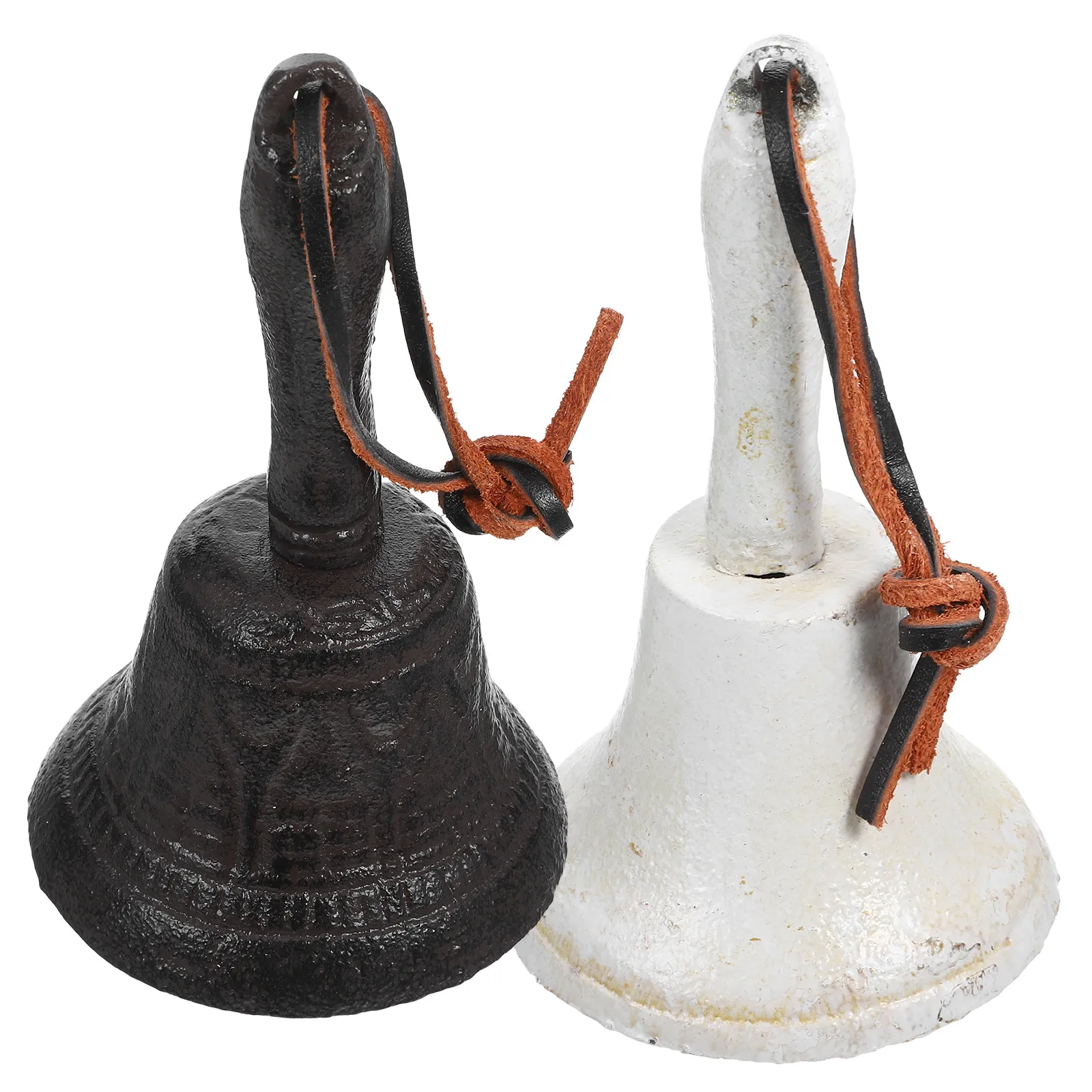2Pcs Metal Hand Bell Vintage Cast Iron Classic Style Clear Sound Bell for Bar Restaurant Hotel Desktop Call Service