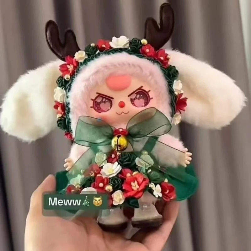 Neue Ankunft Baby Drei 100% Weihnachten Karneval Serie Blind Box Mini Plüsch Vinyl Puppe Schneemann Elch Kleid Anhänger Weihnachten Geschenk