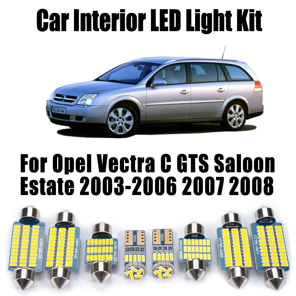 13Pcs Canbus For Opel Vectra C GTS Saloon Estate 2003-2006 2007 2008 Reading Luggage Bulbs Kit Car LED Interior Map Dome Light