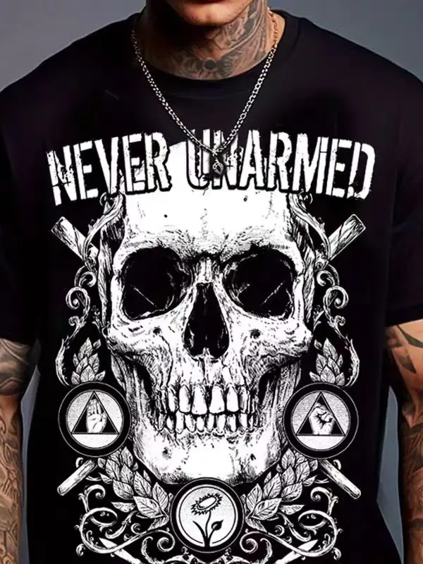 

Европейская и американская уличная футболка из чистого хлопка с короткими рукавами в форме черепа Y2K, мужская свободная футболка в стиле Tough Guy