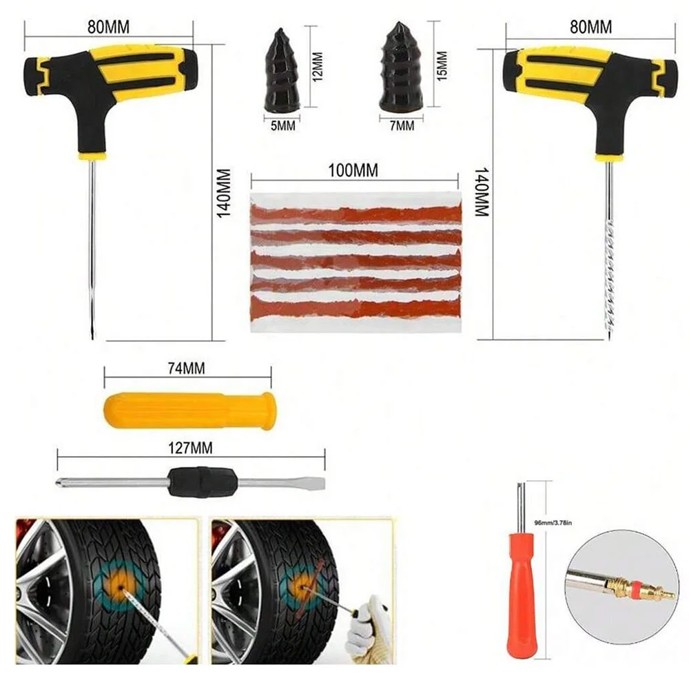 Car Tire Repair Kit Tubeless Tyre Puncture Repair Kit Studding Tool Set Bike Tire Replacement Tool Motorcycle Tire Repair Tool