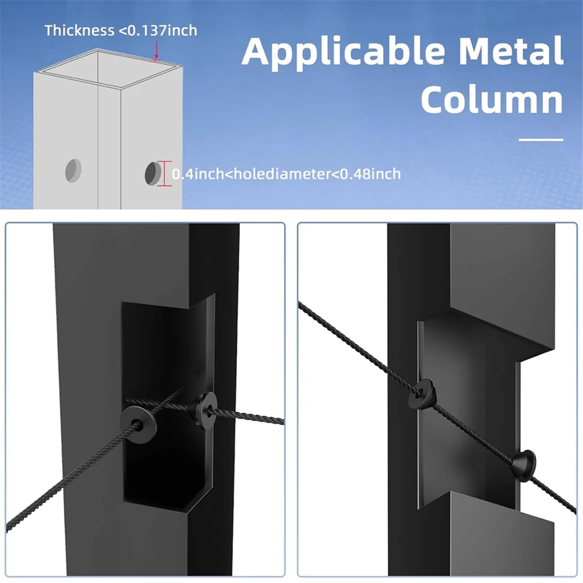 A17g 100 peças ilhós de borracha para trilhos de cabo para cabo de 1/8 tamanhos 5/32 tamanhos 3/16 para postes de trilhos de cabo de metal, kit de trilhos de cabo