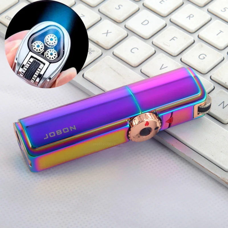 Jobon الغاز الشعلة أخف قوية ثلاثة مستقيم الأزرق لهب طحن عجلة يندبروف ولاعة السيجار توربو بندقية رذاذ الأدوات الرجالية #6