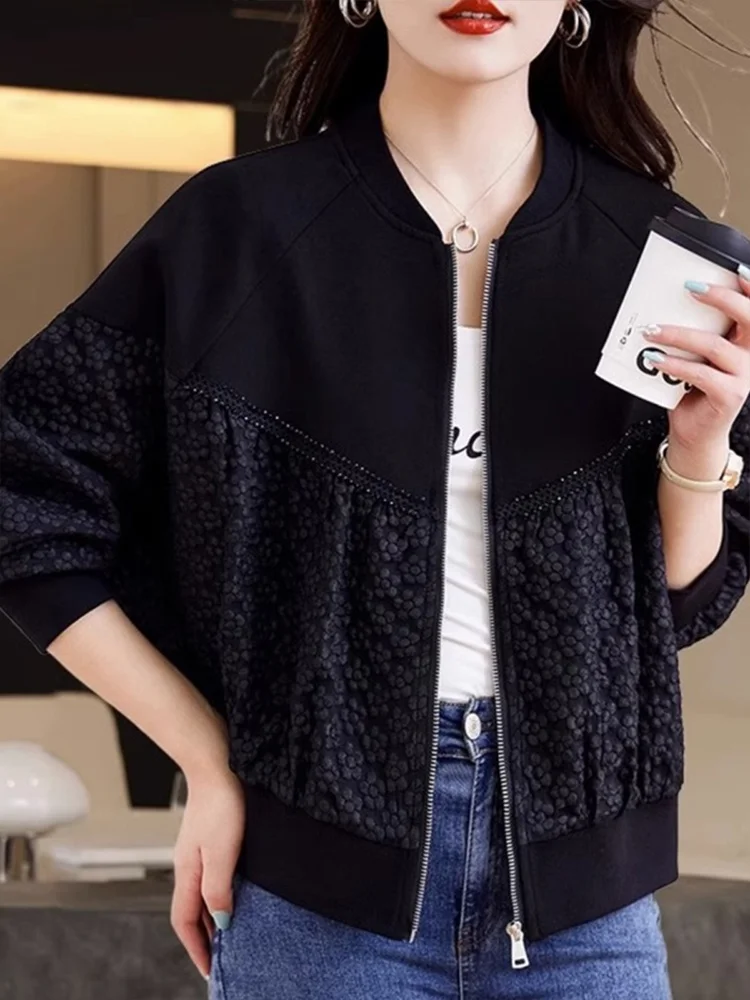 Fashionable Ladies Baseball Jacket Short Outerwear Spring Autumn 2026 New Popular plus Size Slimming Top Zipper Design Long S...