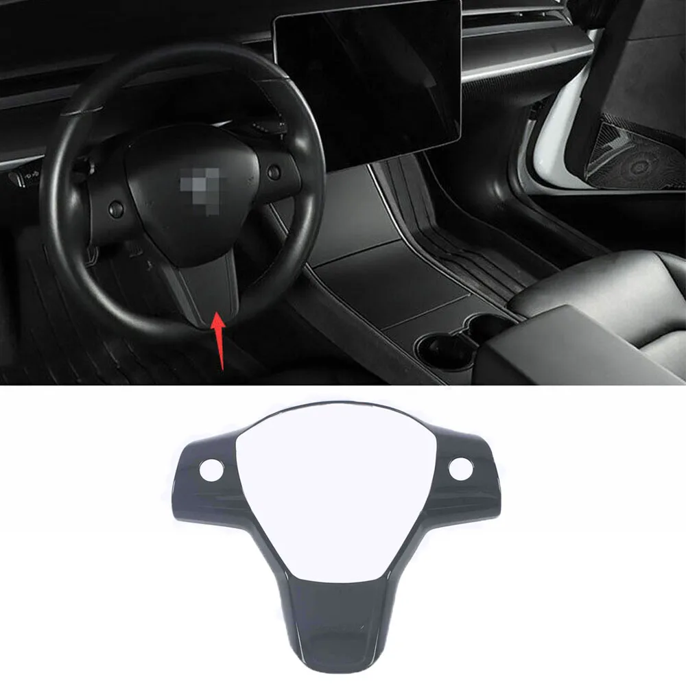 

Steering Wheel Panel Cover Trim Frame Car Accessories For Tesla Model Y 2021 ABS Carbon Fiber 1PCS Auto Parts Interior Stickers