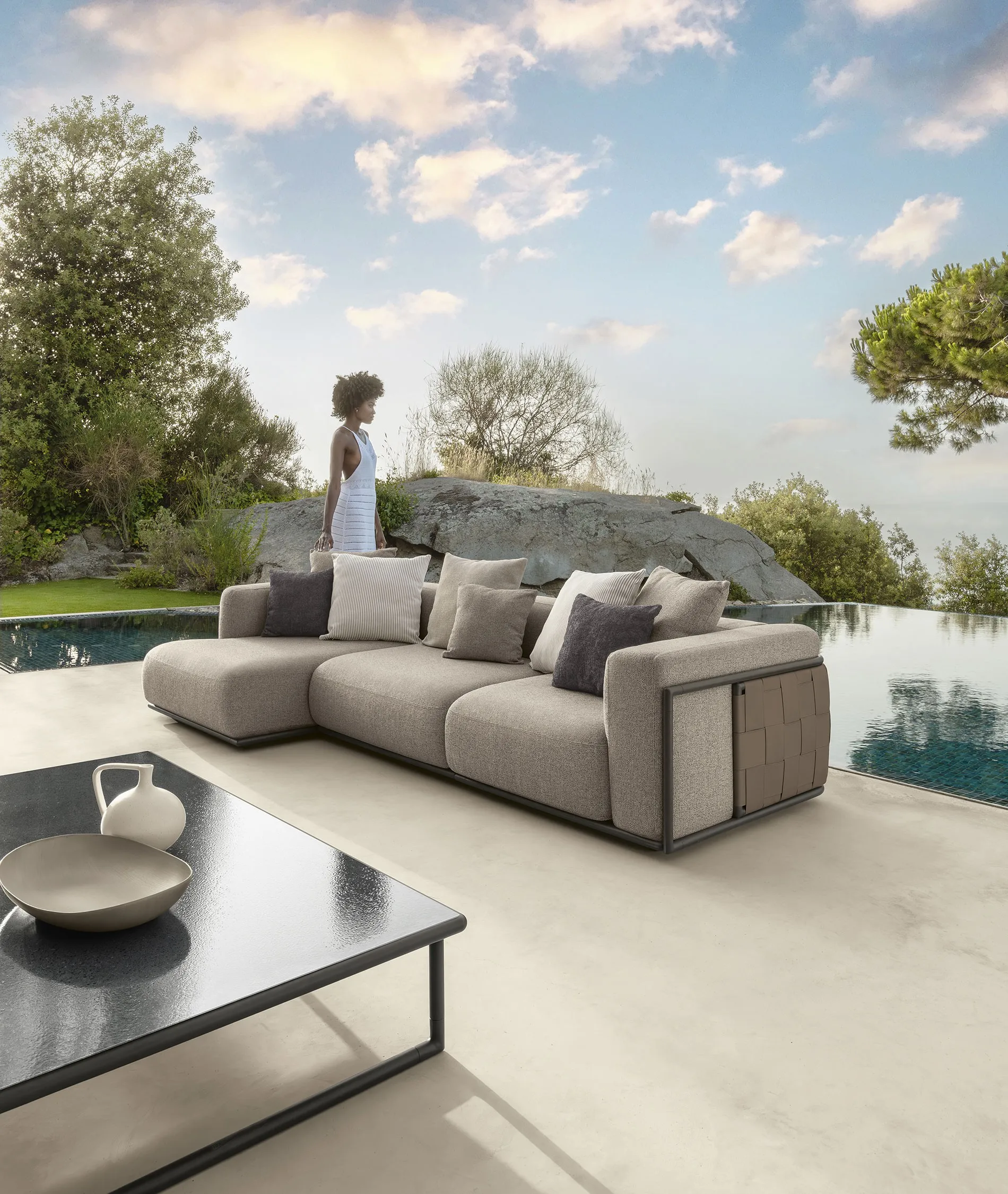 & Hot-Selling Outdoor Metal Furniture for Villas L-Combination Sofas Aluminum Outdoor Sofas