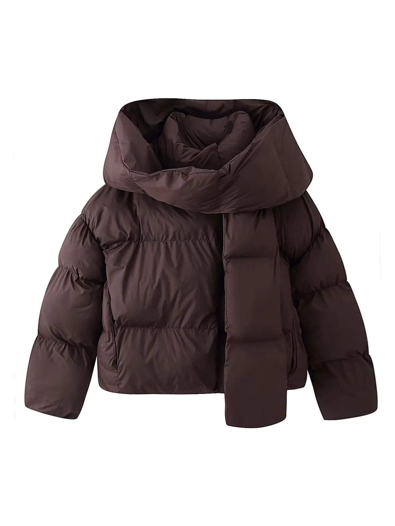 HH mujer invierno versátil bolsillos sólidos bufanda decoración Casual abrigos cálidos sueltos mujer moda cuello alto chaquetas de manga larga