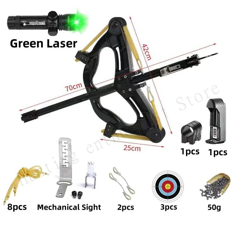 60LBS Slingshot Laser All-metal Powershot Hunting Steel Ball Slingshot Composite Bow Steel Mini Infrared Compound Bow Set