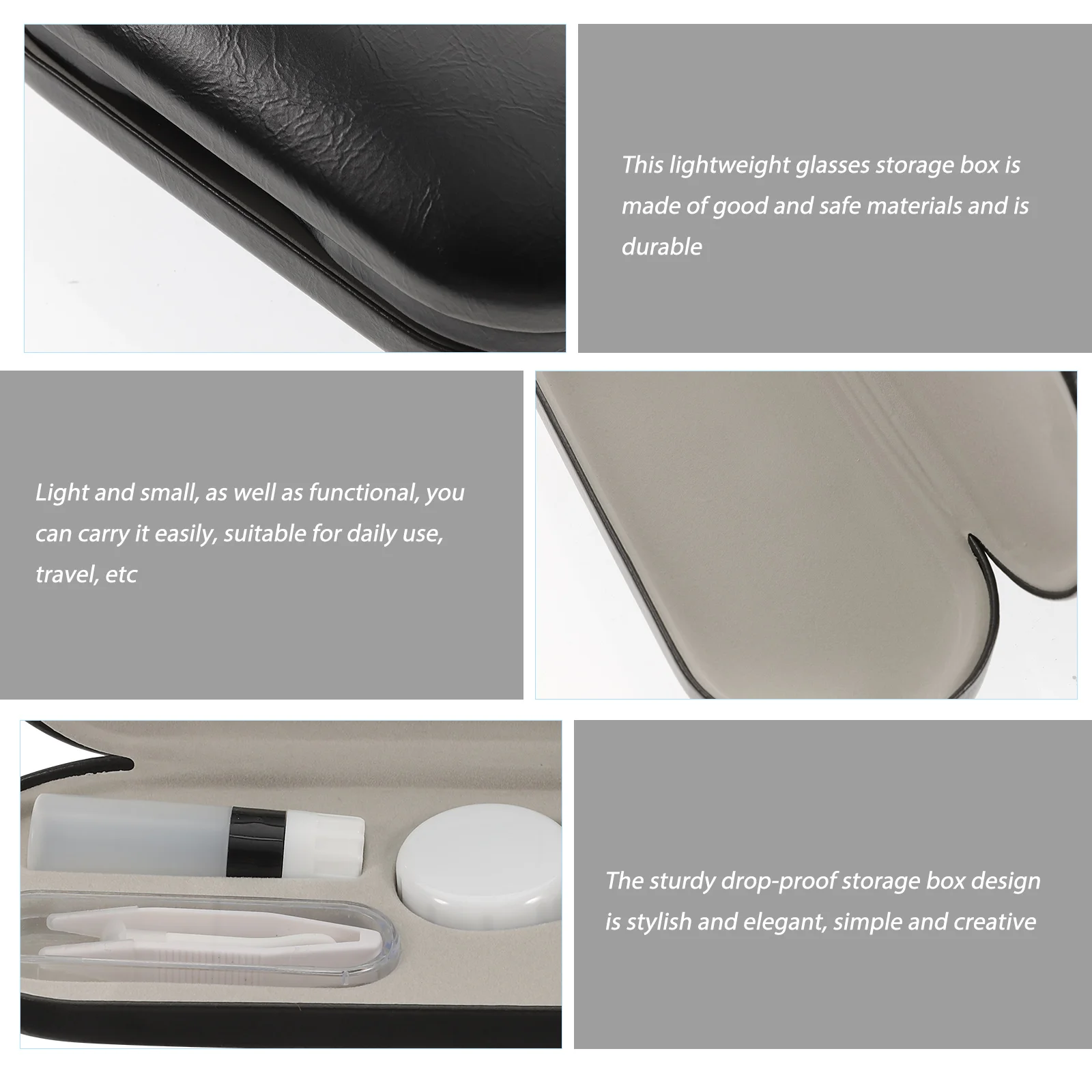 Double Layer Glasses Case Black White Portable ganizer for Eyeglasses Sunglasses Travel Home Use PU Sturdy