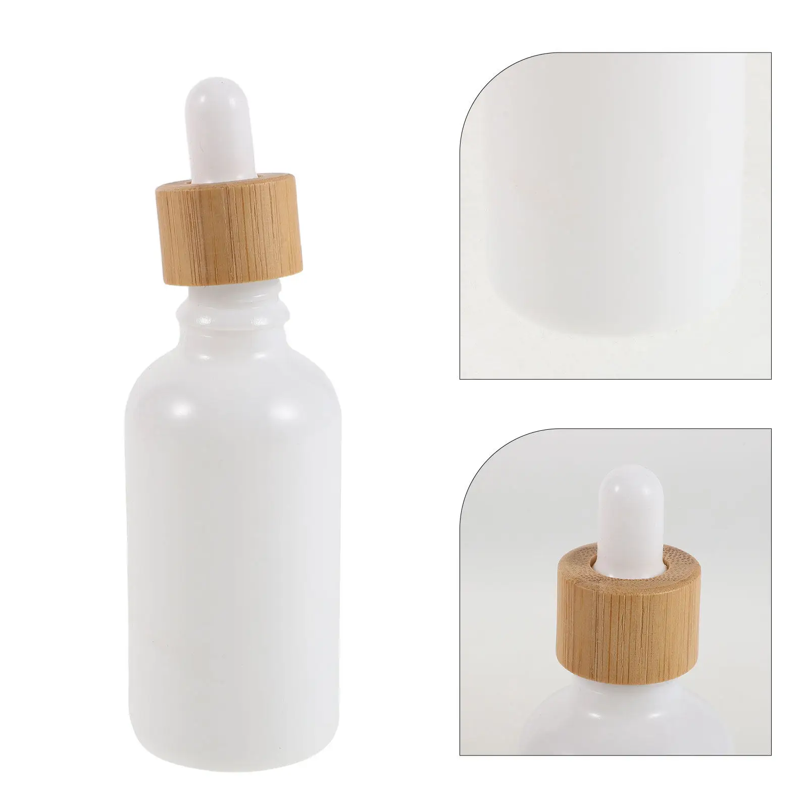 

4Pcs 50Ml Mini Glass Dropper Bottles Bamboo Porcelain Cap Essential Oil Refillable Bottle Travel Size Leakproof Aromatherapy