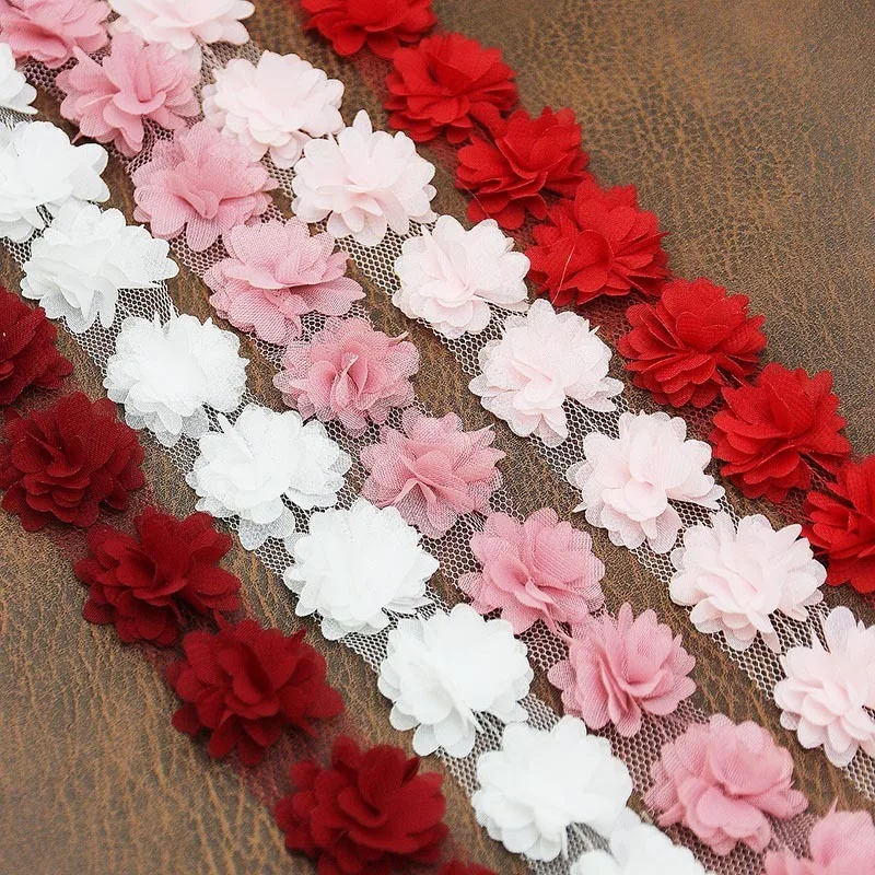 (56 Pieces/batch) 30mm Petal Chiffon Lace Fabric Ribbon Decoration Wedding Decoration Clothing Gift Ribbon Handicraft Creativity