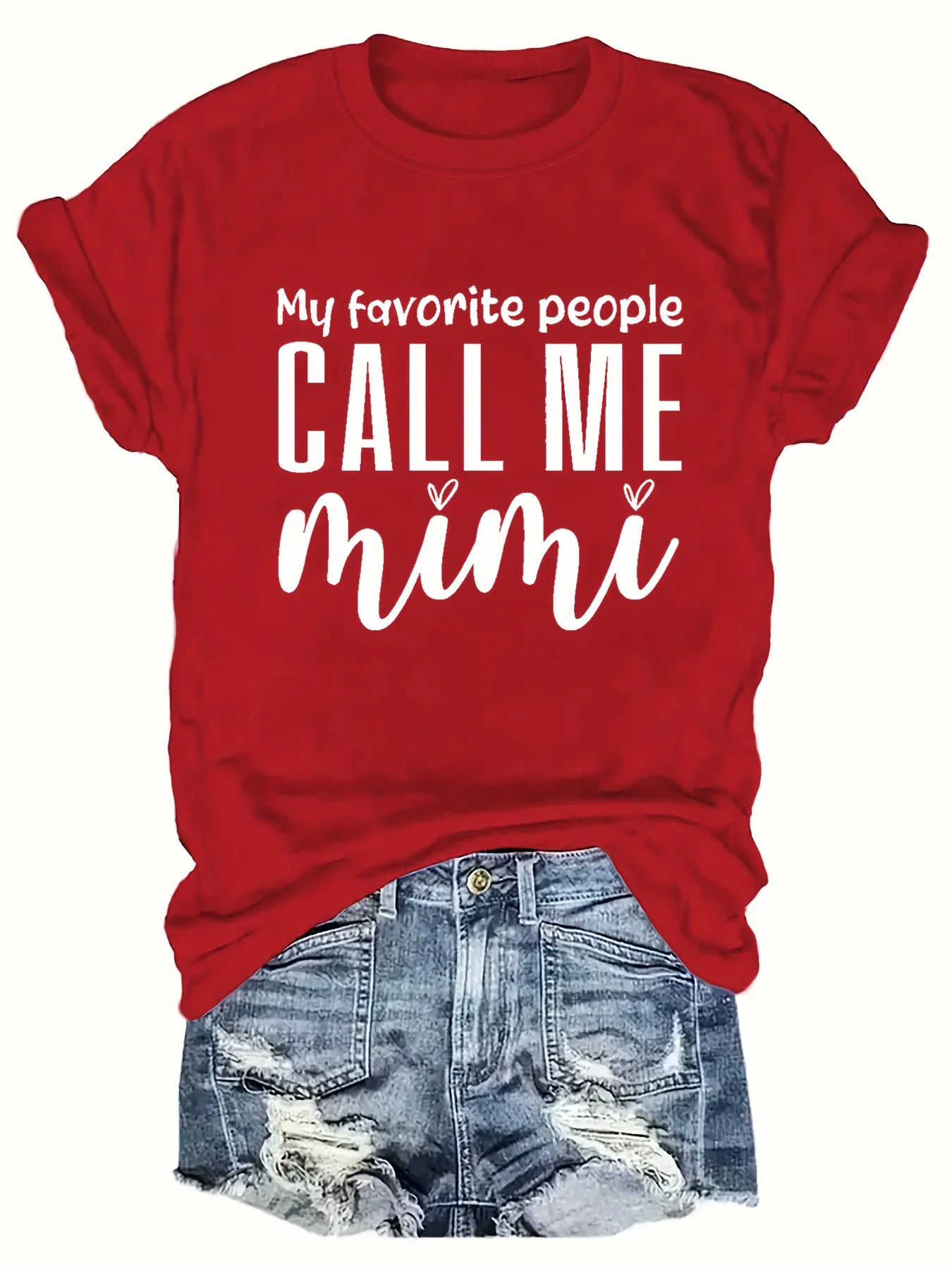 Una camiseta con estampado de letras "Call Me Mimi" con un diseño de cuello redondo de manga corta, estilo minimalista, Top informal lavable para mujer