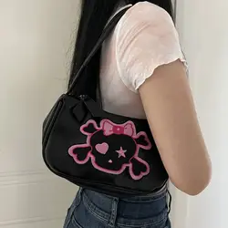 Moda Retro szkielet Pu skóra w stylu Harajuku torebka worek do przechowywania podmiejskich Crossbody torba kobiet torba dużego ciężaru torba torba