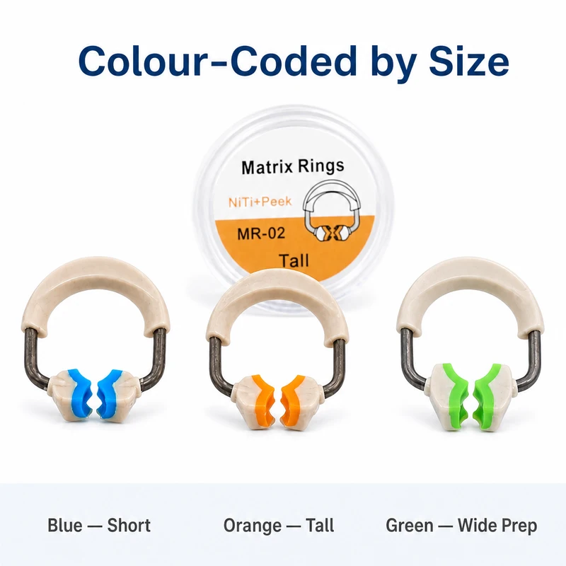 Dental Sectional Matrix Ring NiTi PEEK Separation Ring With Soft Silicone Tips For Class II Proximal Composite Restorations