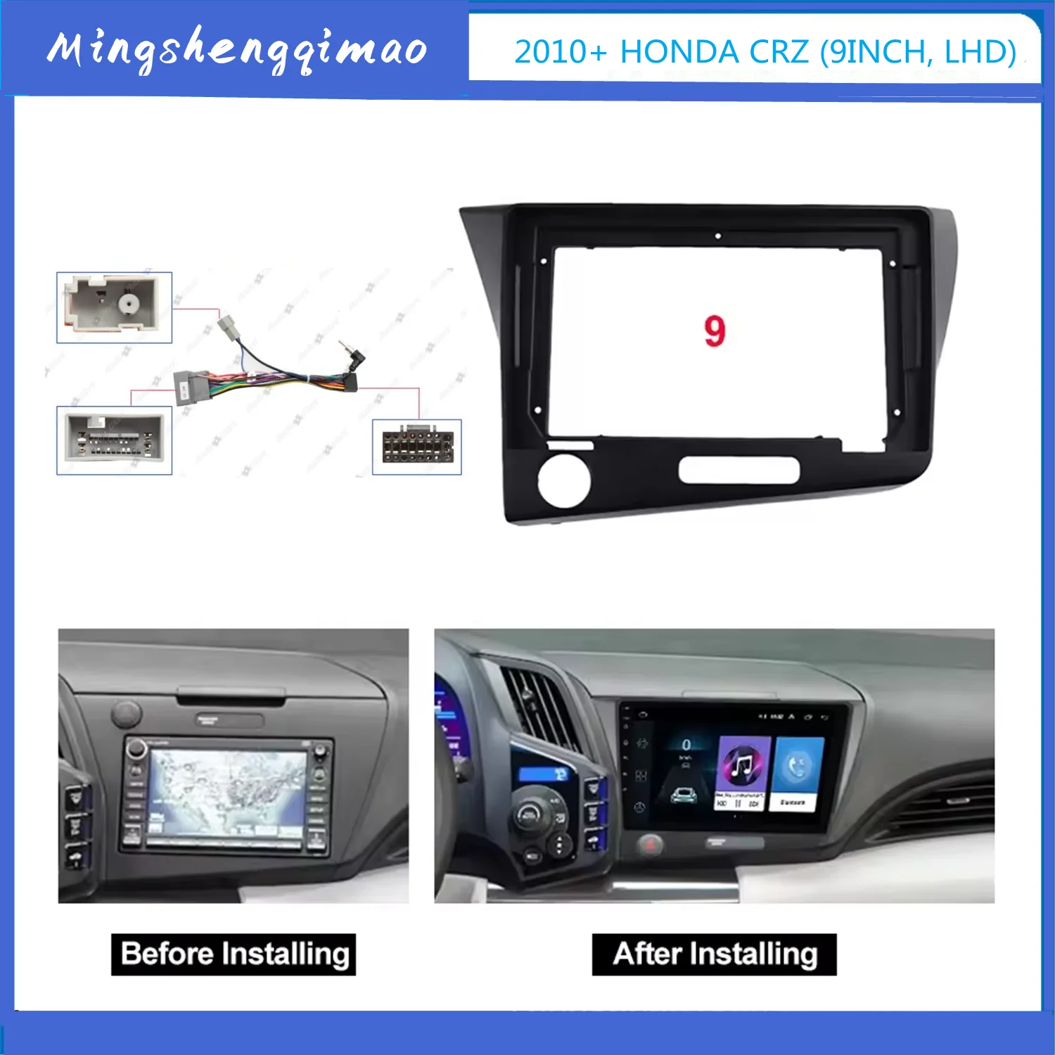 

Car Radio Frame Fascias Cable Navigation Panel For Honda CRZ CR-Z 2010-2016 Android Screen Dask Kit Fascia Frame