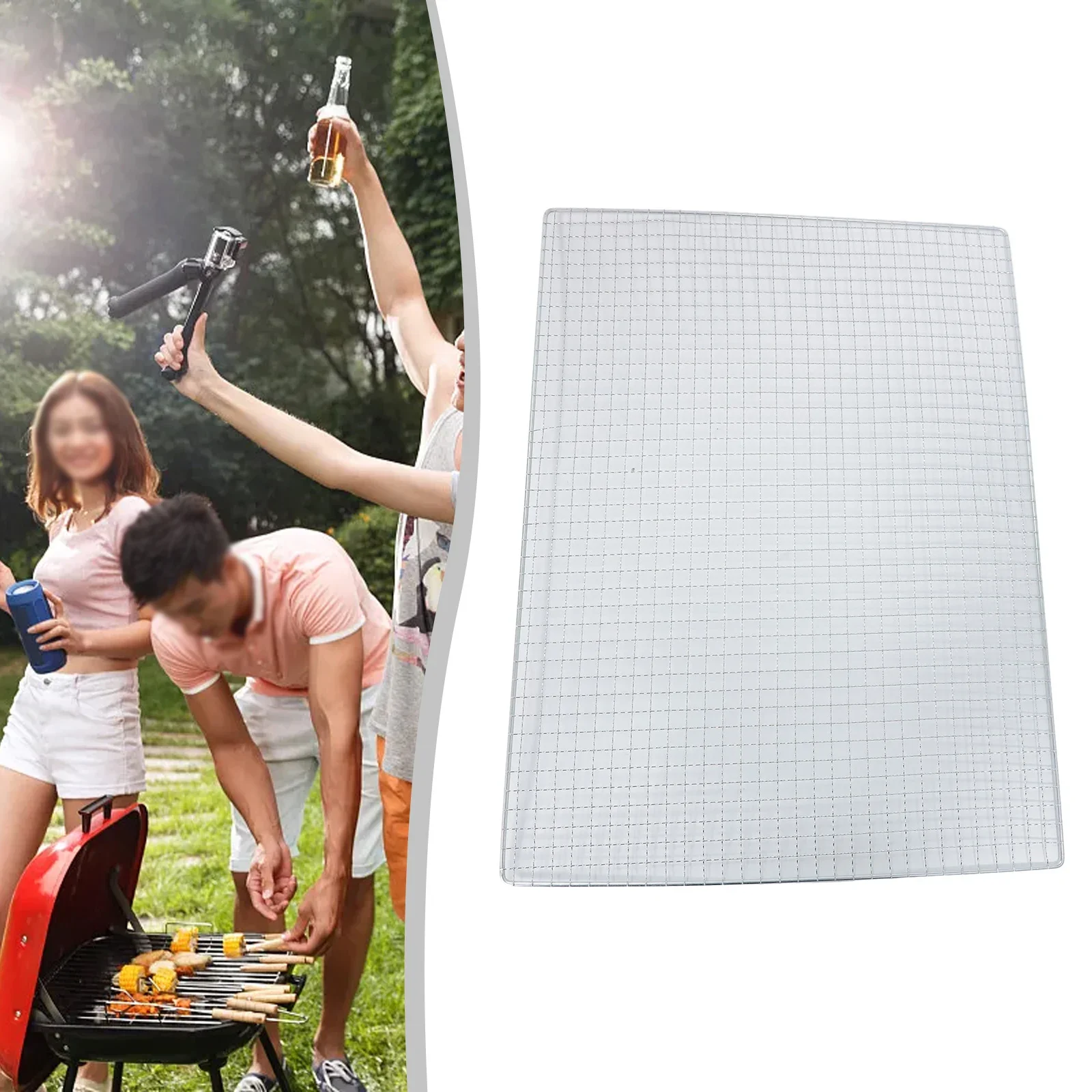 Square BBQ Grill 304 Stainless Steel Mesh BBQ Grills Grate Grid Wire Rack Carbon Cooking Baking Net Korean Barbecue Kitchen Tool