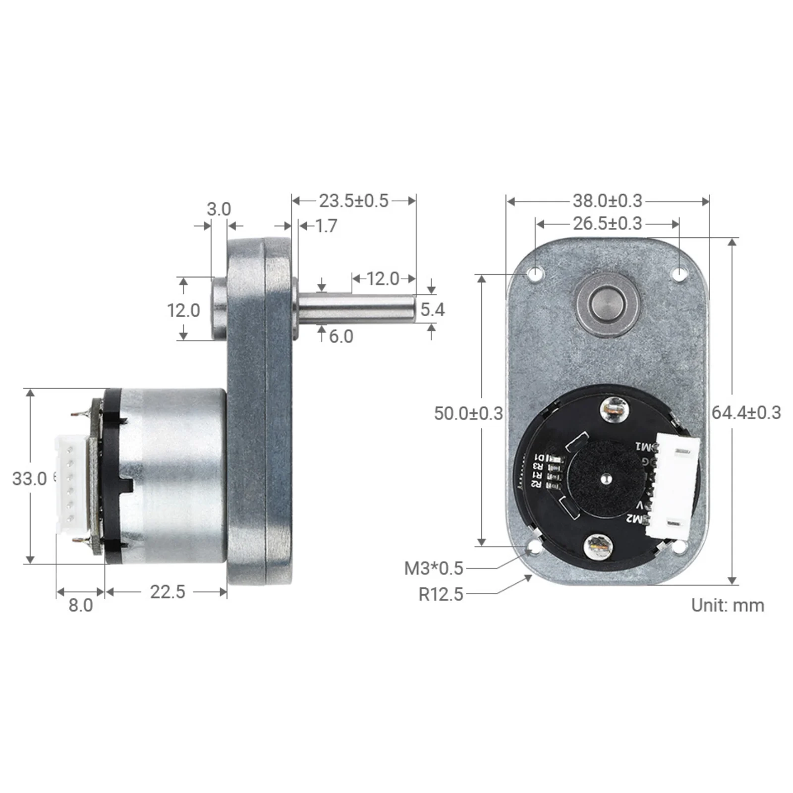 L-shaped Permanent Magnet DC Geared Motor with Magnetic Hall Encoder