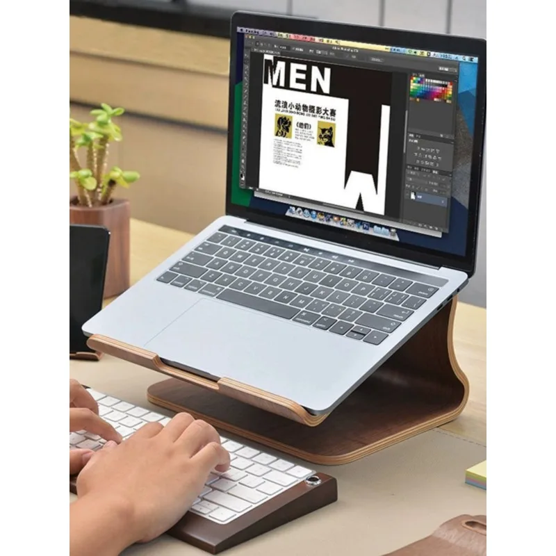 Wooden laptop stand, office mat, raised wooden stand