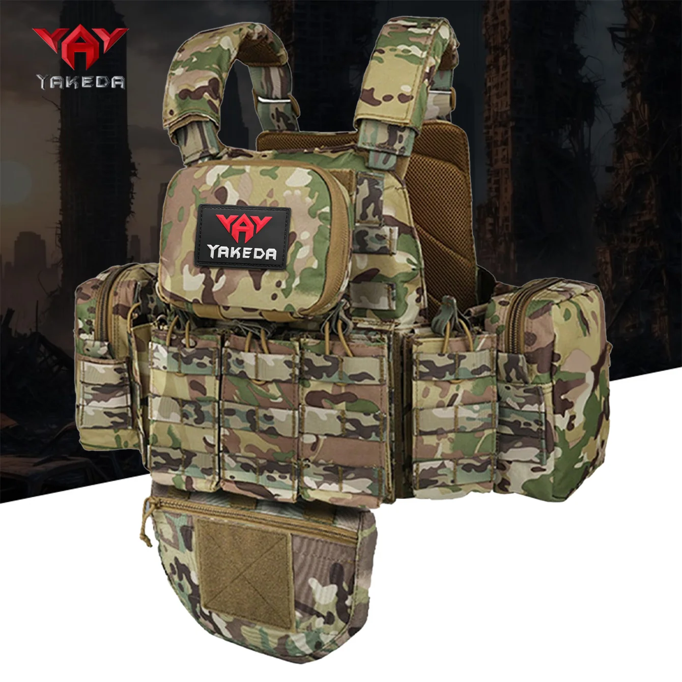 

YAKEDA Охотничий жилет из восьми частей имеет несколько сумок для хранения и подходит для охотничьих тренировок и других сценарий.