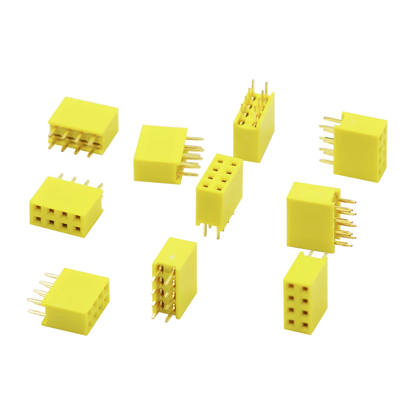 10pcs Color busbar 2*4P double row busbar yellow 2.54MM double row straight row busbar female socket Pin row seat