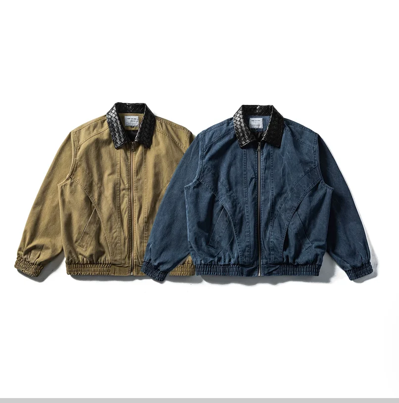 Spring and Autumn American Retro Deconstructed Water Washed workwear Collar Jacket