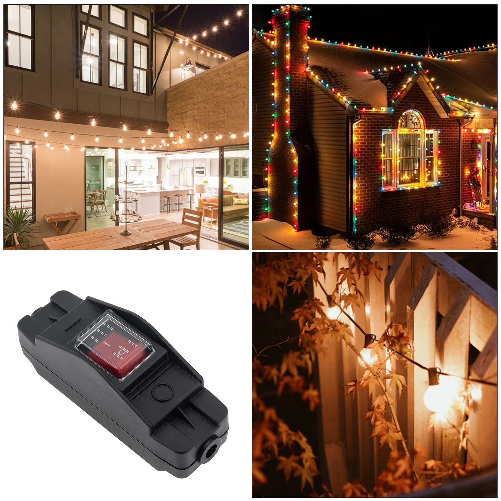 Inline Cord Switch 25A 125V/250V AC Red LED Lighted ON/Off Power Switch for High Amp Electric Appliances with Waterproof Cover