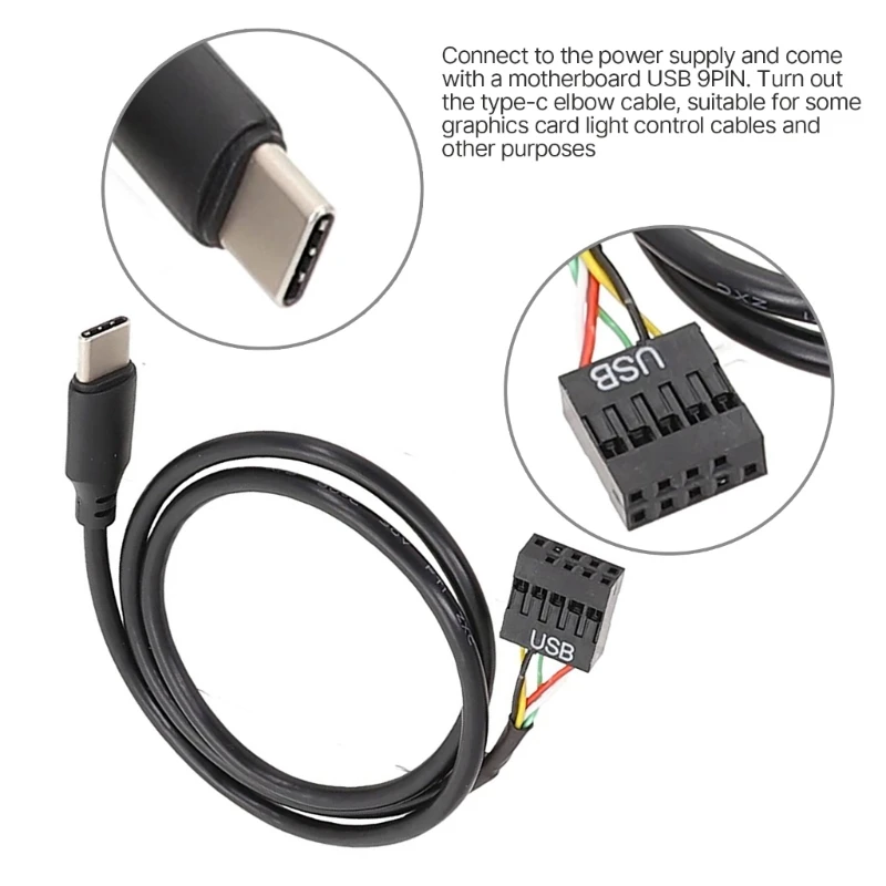 USB Type C to 9Pin USB Cable for Computer Motherboard to USB C Secondary Screen PC LCD Screen 9Pin USB Cable Adapter