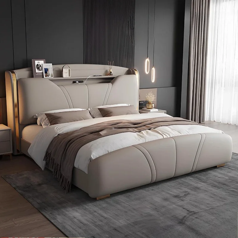 *180x200 cm sleep with bed frame luxury Headboard bedroom furniture full set Composite leather Double bed king size twin queen - view 2