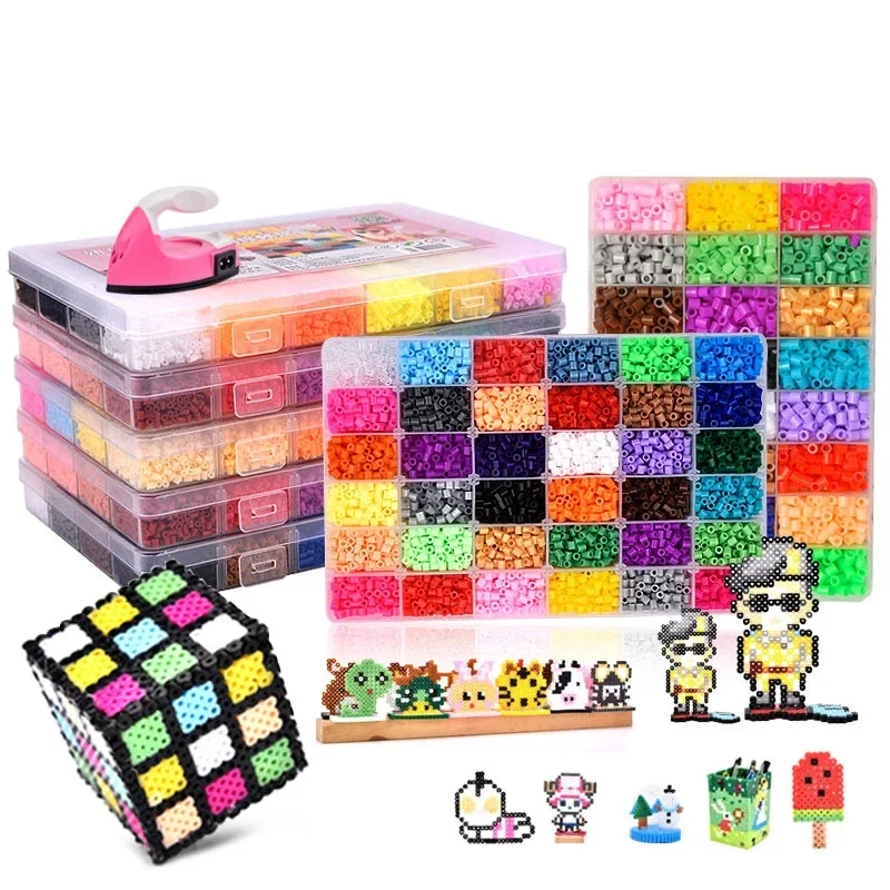 Hama Beads Box Set para Crianças, Perler, Educacional, 3D Puzzles, Brinquedos DIY, Fusíveis, Folhas Pegboard, Papel de engomar, 2.6mm, 5mm, 24